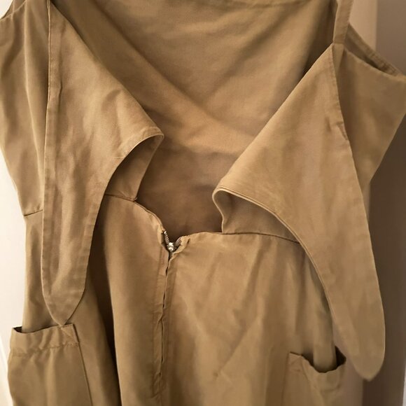 NWOT MNG Limited Edition Khaki Linen-Blend Back Tie Midi Dress Women’s 8 - Picture 10 of 15